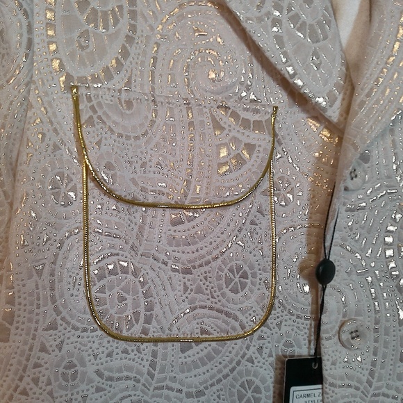 NWT Carmel Zhao Vintage Ivory&Gold lame Paisley Party Jacket w/Lining Mens Large - Picture 9 of 12